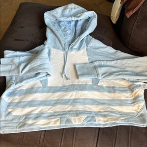 adidas Light Blue and White Women's Sweater